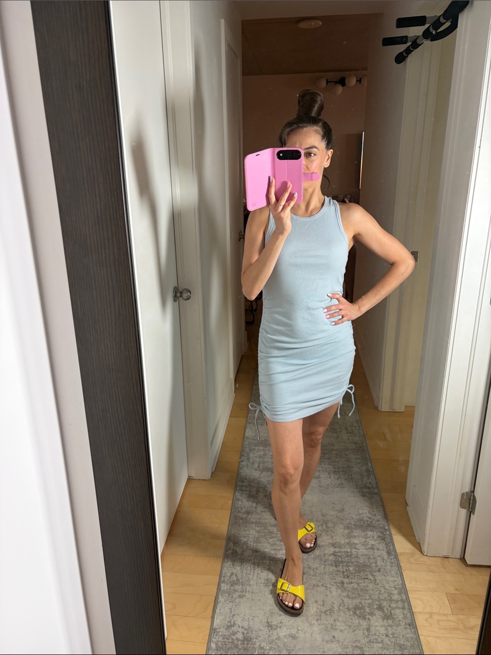 🔥BOGO FREE TWIK Light Blue Ruched Mini Tank Dress